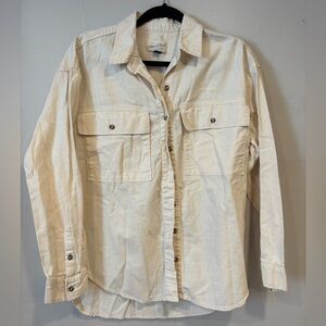 Universal Thread Women's Button Down Ivory Oversized Fit Long Sleeve Size Small